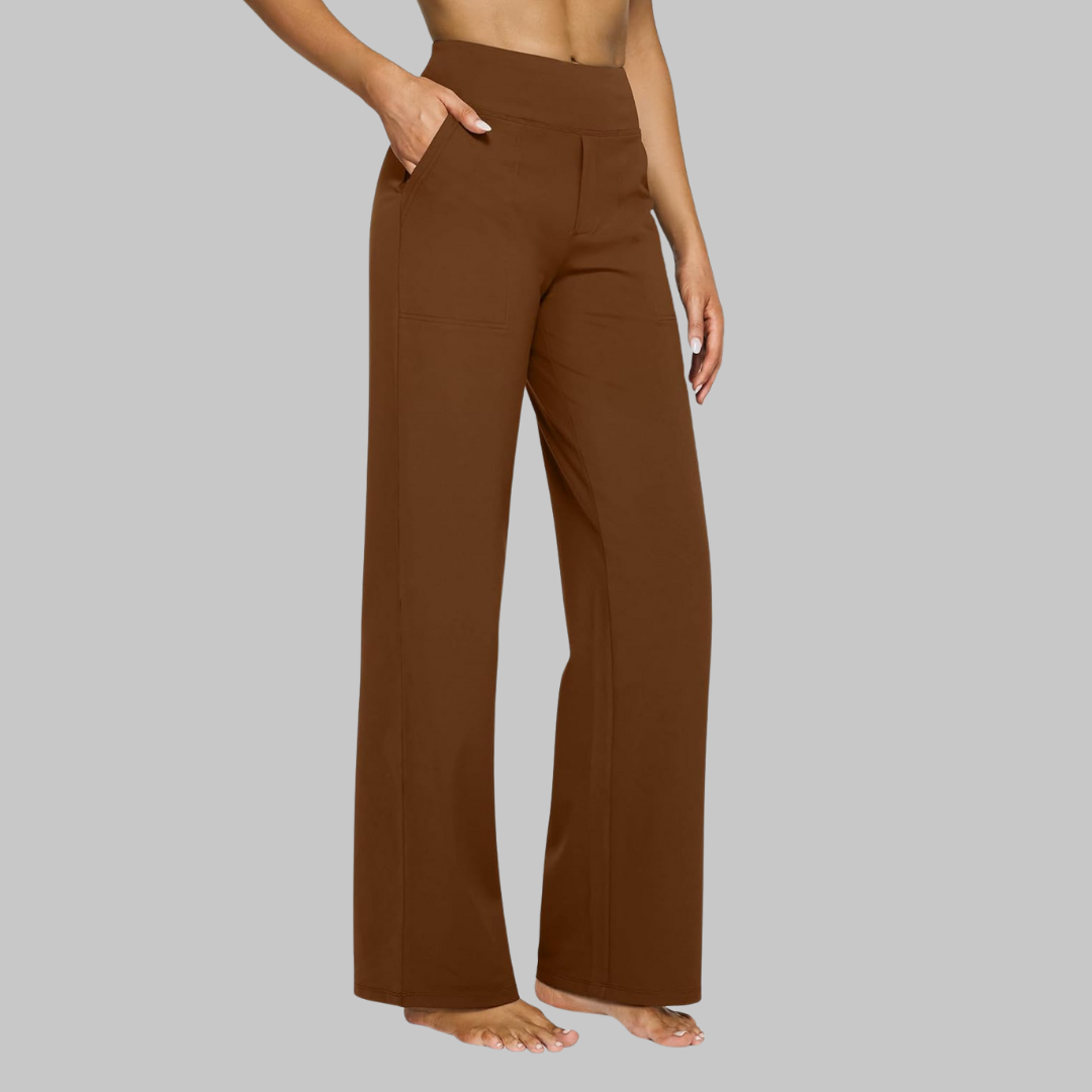 Glebronia | Comfort fit pantaloni elasticizzati con vita alta e tasche laterali