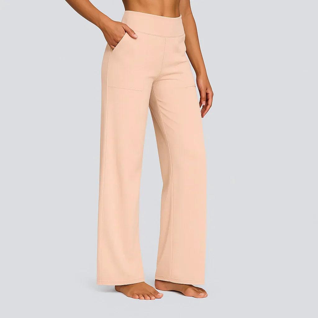Glebronia | Comfort fit pantaloni elasticizzati con vita alta e tasche laterali