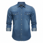 Glebronia | Elasticizzato denim shirt con tasche e abbottonatura