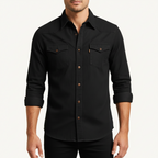 Glebronia | Elasticizzato denim shirt con tasche e abbottonatura