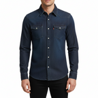 Glebronia | Elasticizzato denim shirt con tasche e abbottonatura