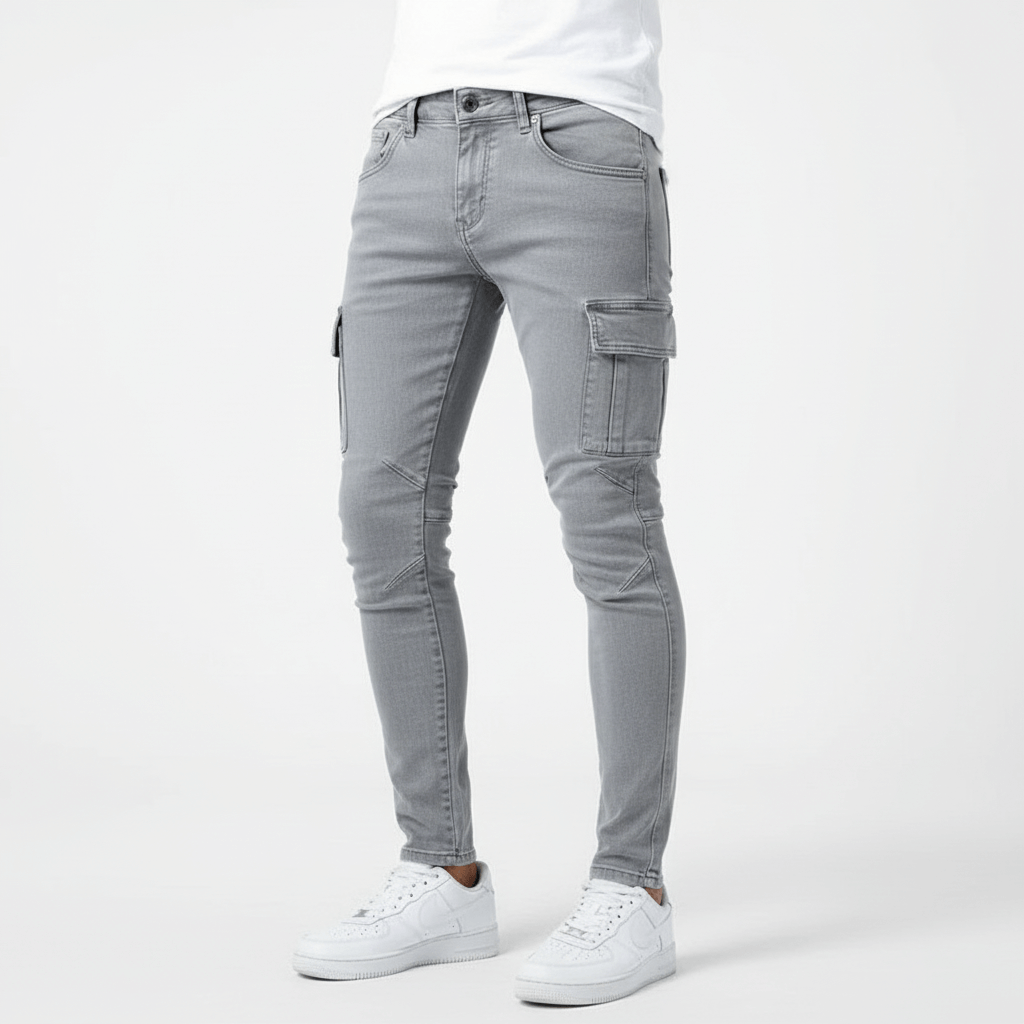 Glebronia | Jeans skinny con tasche cargo e vestibilità slim