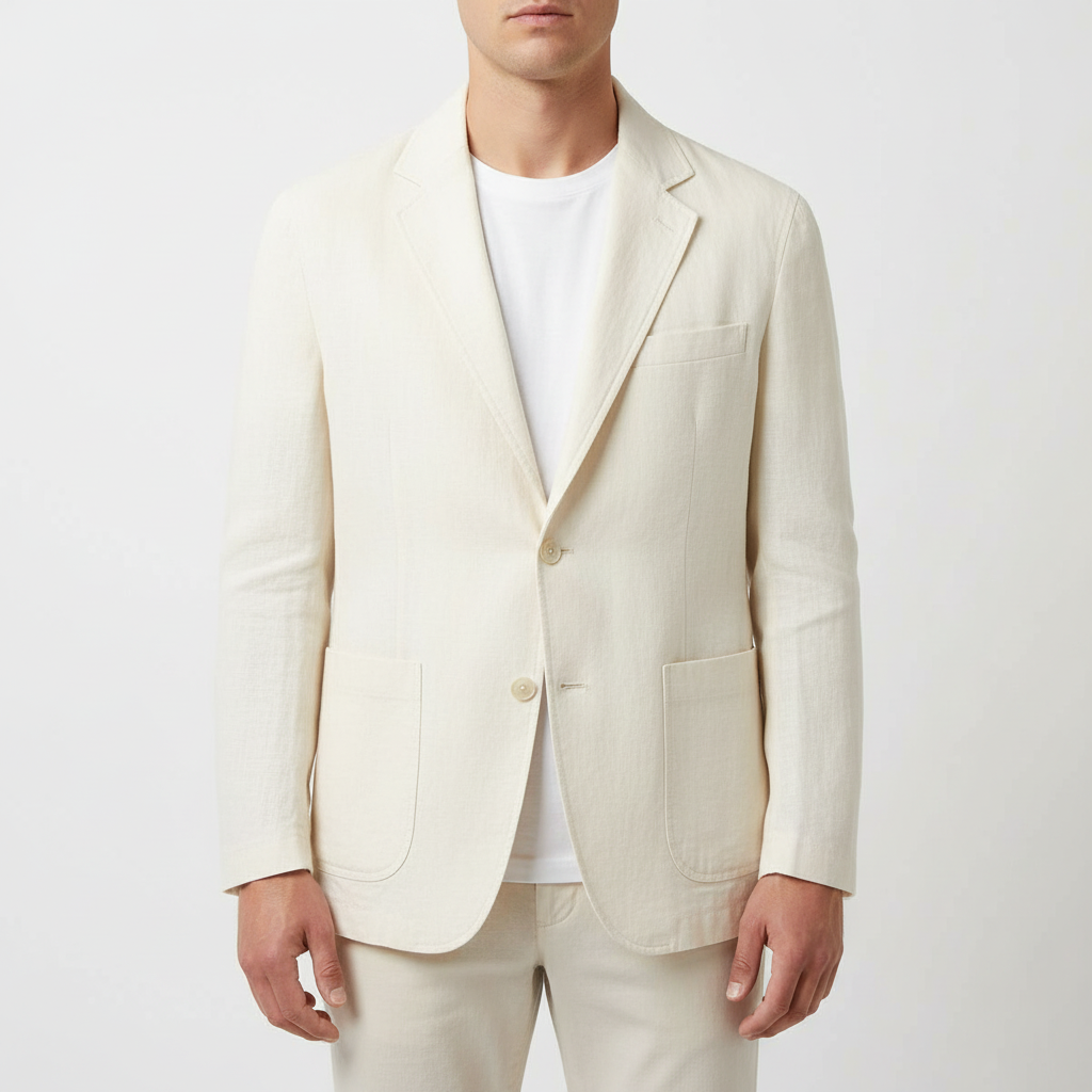 Glebronia | Lino blazer estivo con revers classici