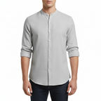 Glebronia | Lino estivo con colletto alla coreana