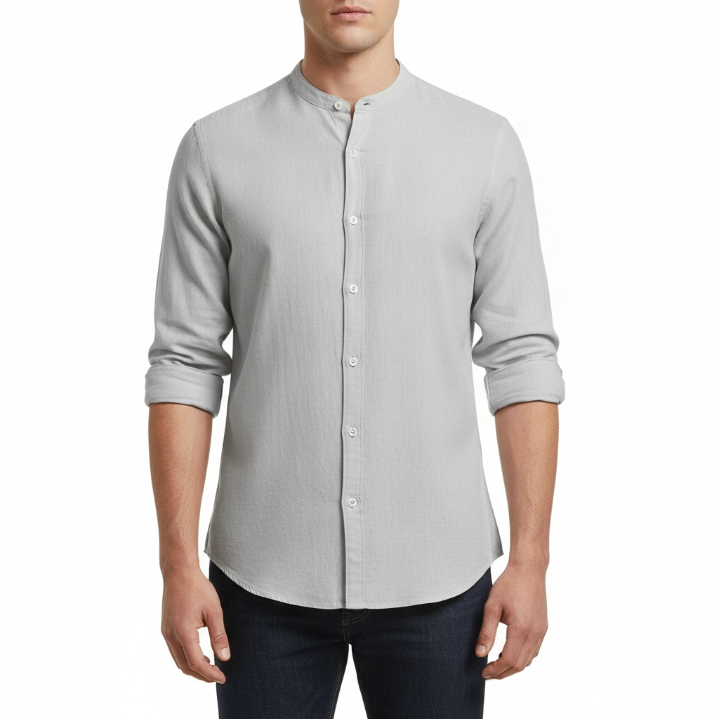 Glebronia | Lino estivo con colletto alla coreana