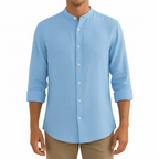 Glebronia | Lino estivo con colletto alla coreana