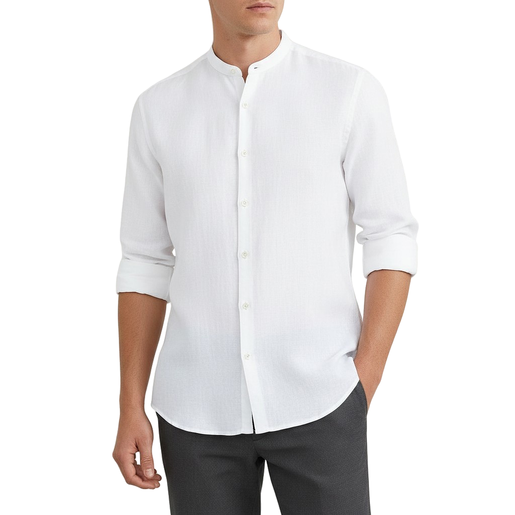 Glebronia | Lino estivo con colletto alla coreana