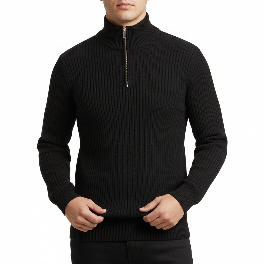 Glebronia | Maglione a coste con mezza zip