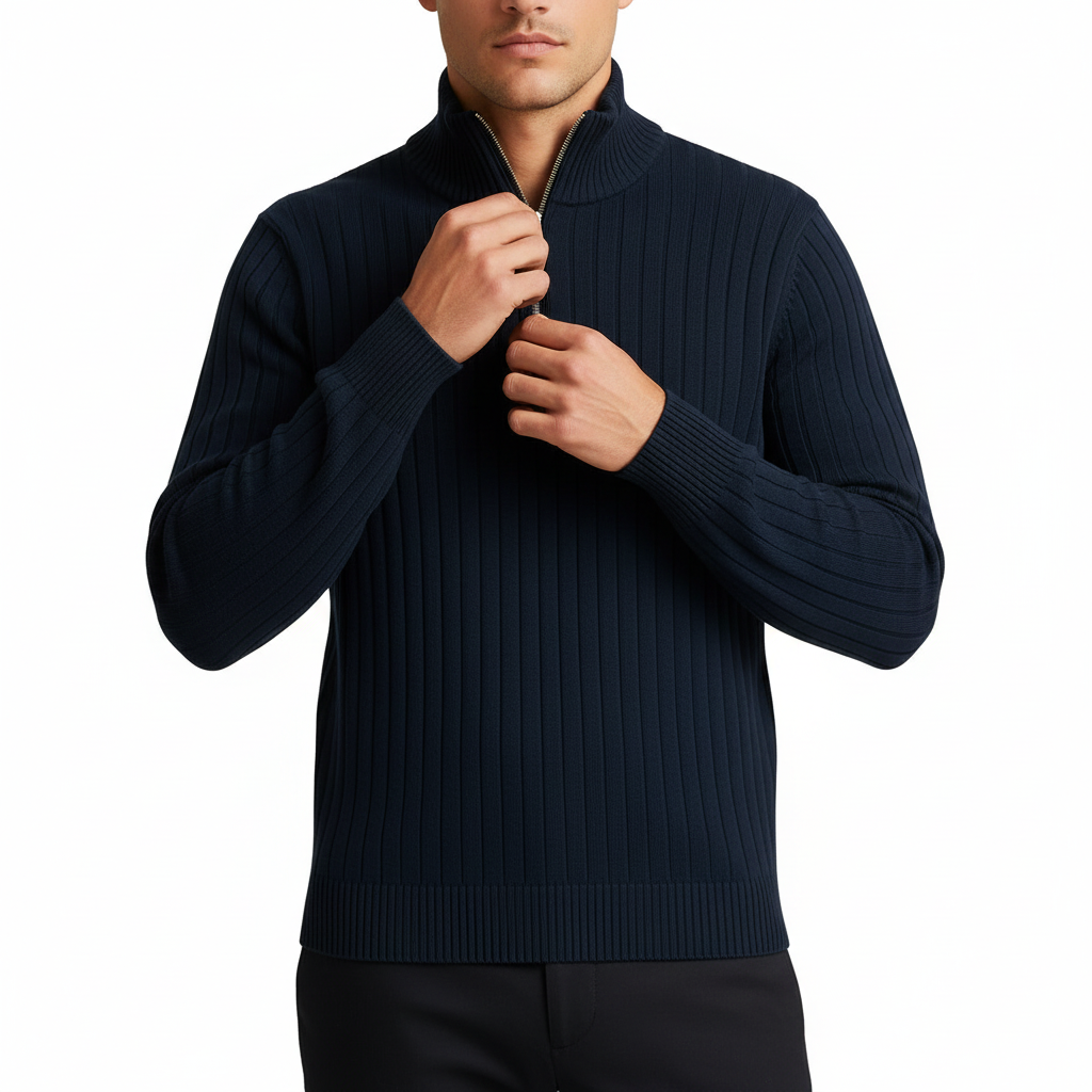 Glebronia | Maglione a coste con mezza zip