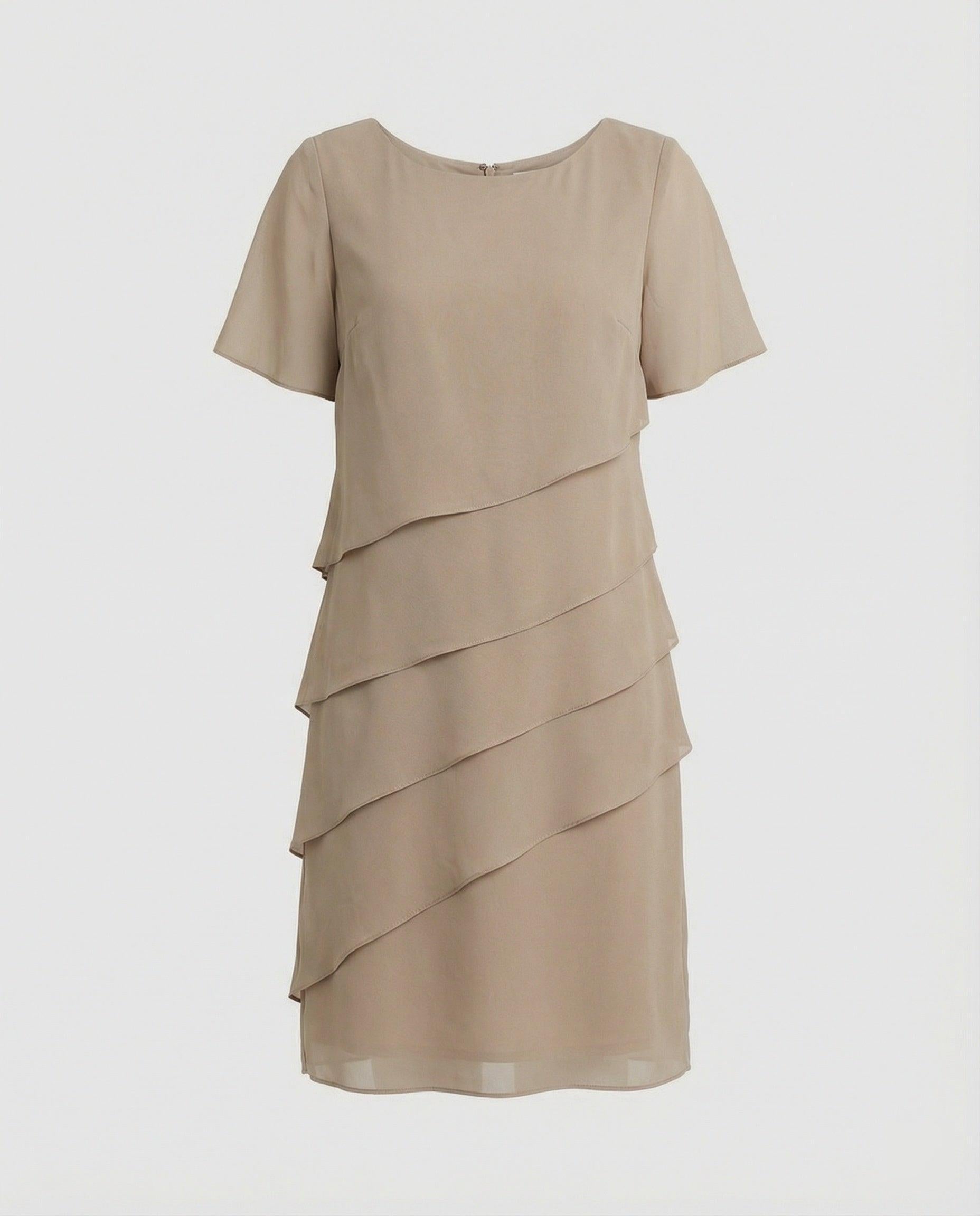 Glebronia | Mini abito in chiffon con maniche corte e scollo rotondo