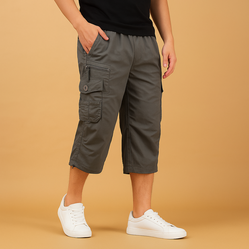 Glebronia | Pantaloncini cargo lunghi in cotone con tasche laterali