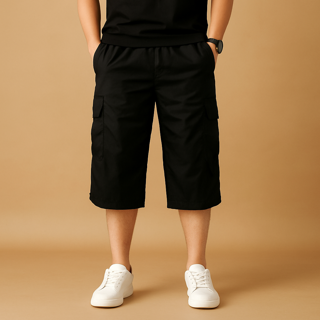 Glebronia | Pantaloncini cargo lunghi in cotone con tasche laterali