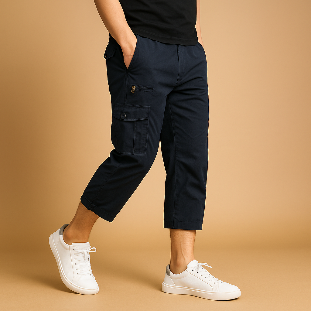 Glebronia | Pantaloncini cargo lunghi in cotone con tasche laterali