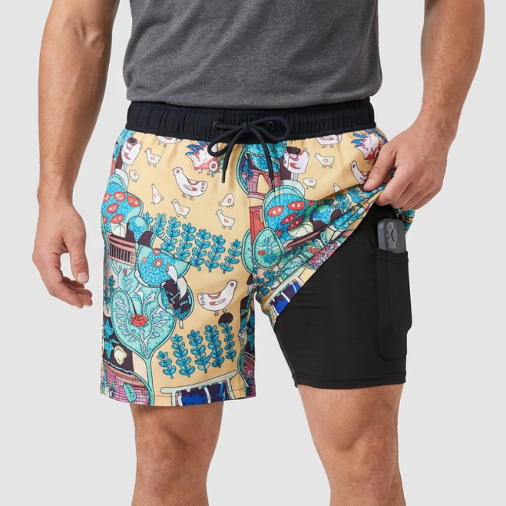 Glebronia | Pantaloncini da mare ad asciugatura rapida con compressione interna