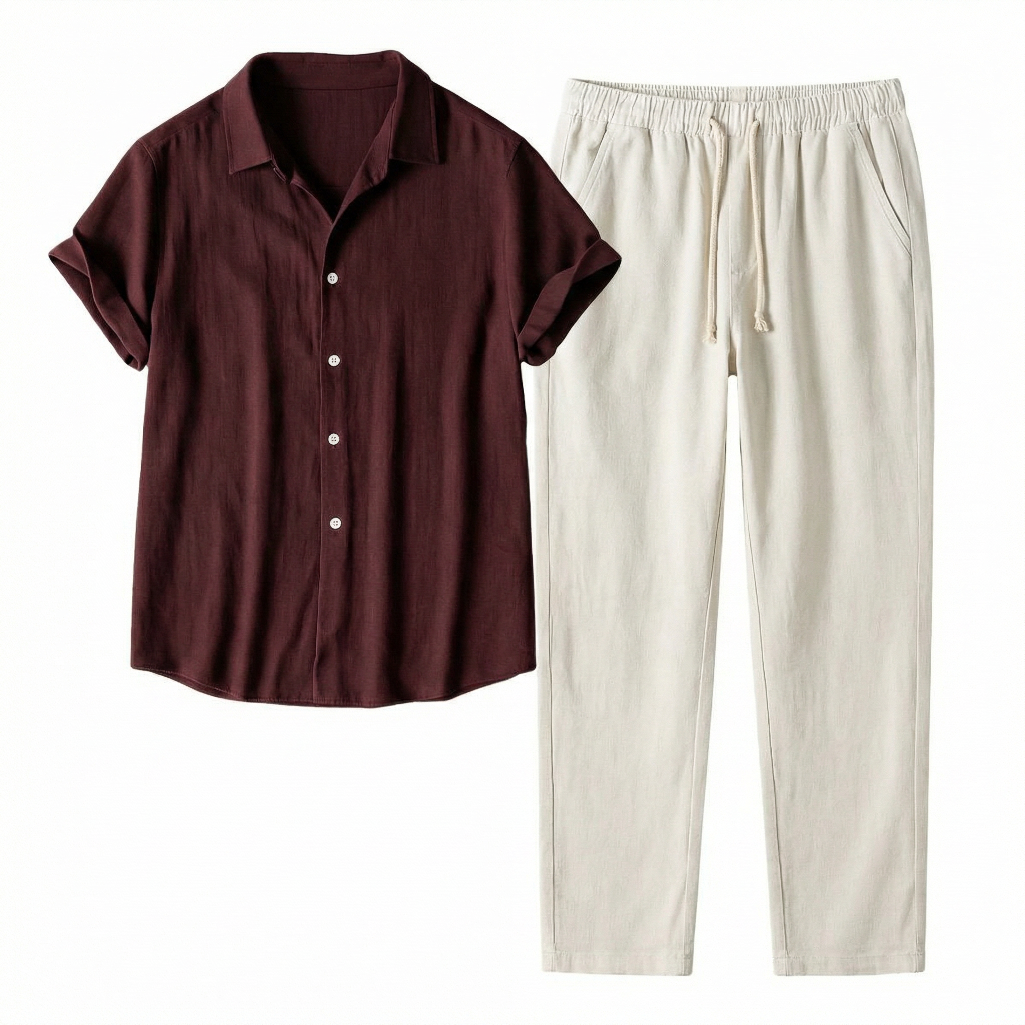 Glebronia | Set in lino estivo con camicia e pantaloni leggeri