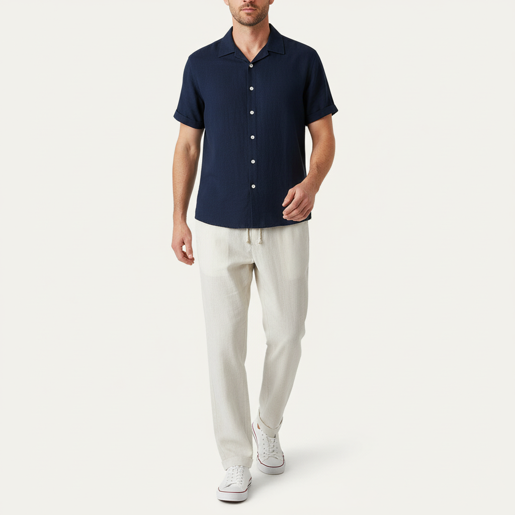 Glebronia | Set in lino estivo con camicia e pantaloni leggeri