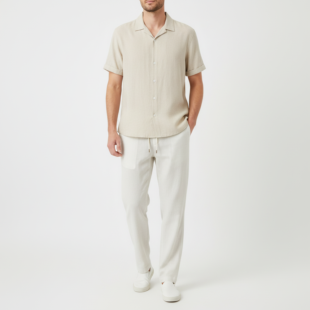 Glebronia | Set in lino estivo con camicia e pantaloni leggeri