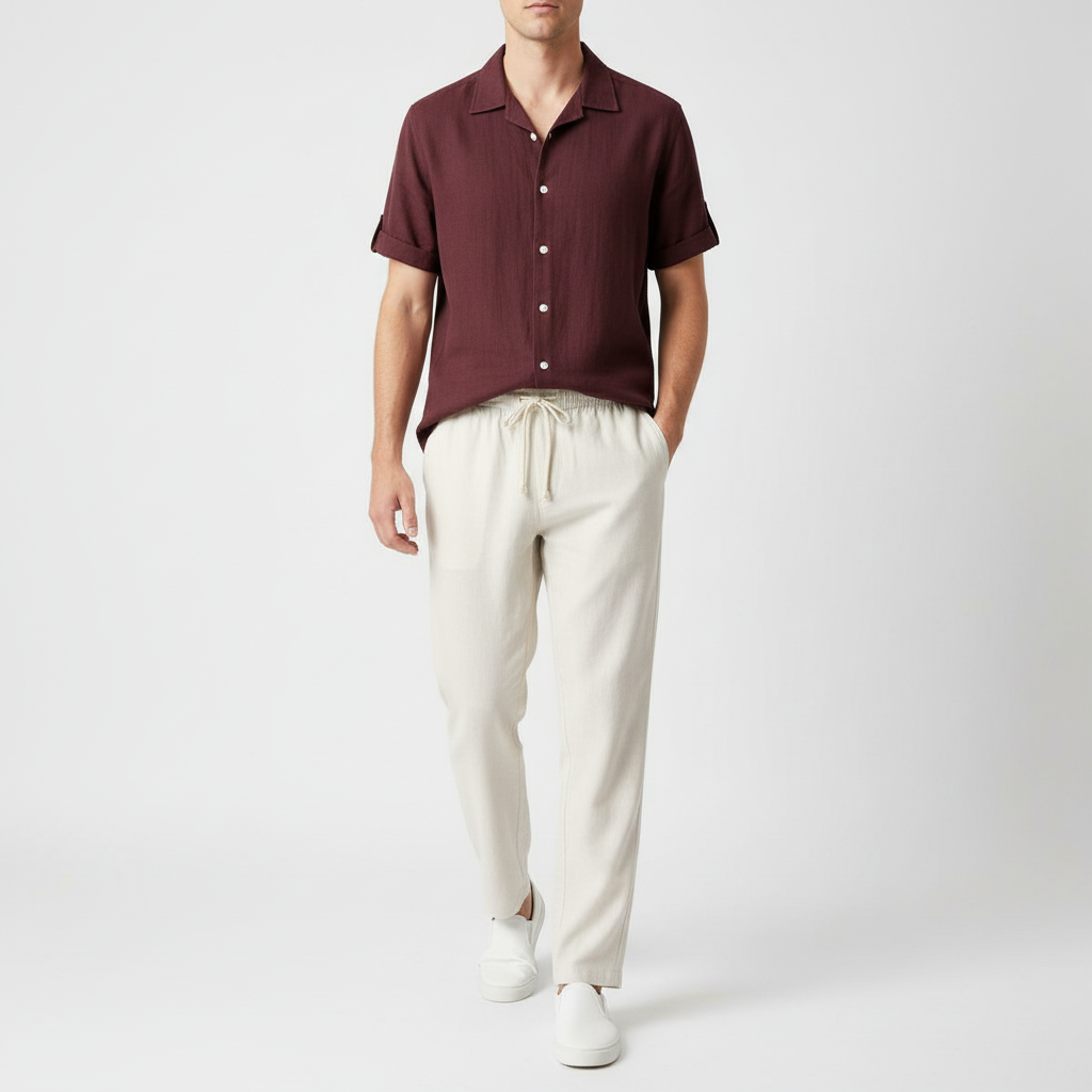 Glebronia | Set in lino estivo con camicia e pantaloni leggeri