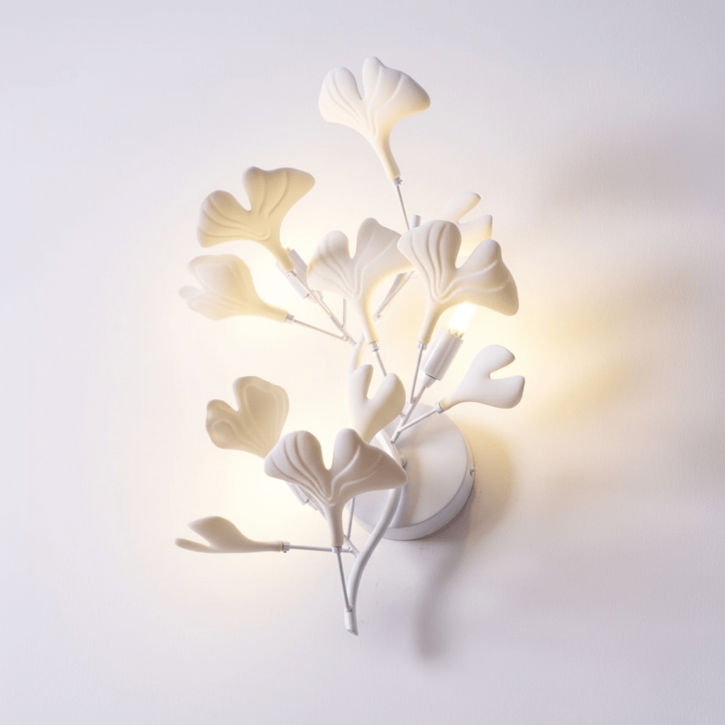 Lampada da Parete Ginkgo in Stile Mid Century con Finitura Oro e Bianco, Applique Decorativa per Interni 10