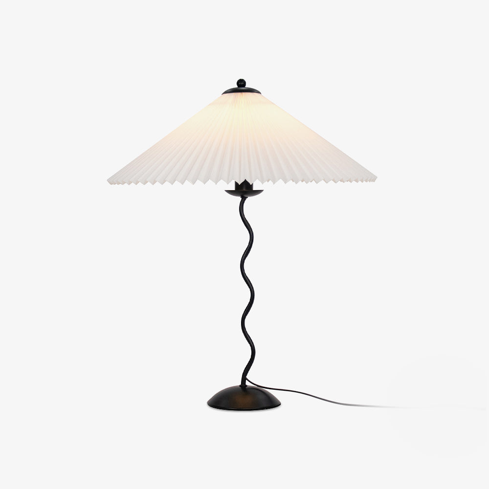 Lampada da Tavolo Origami Squiggle in Stile Nordico con Base Curvy e Paralume Plissettato 1