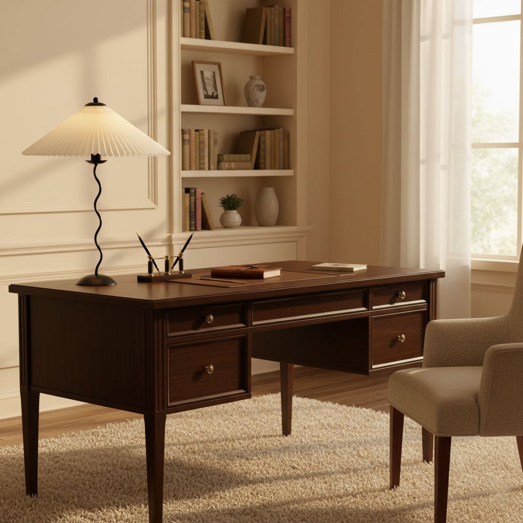 Lampada da Tavolo Origami Squiggle in Stile Nordico con Base Curvy e Paralume Plissettato 7