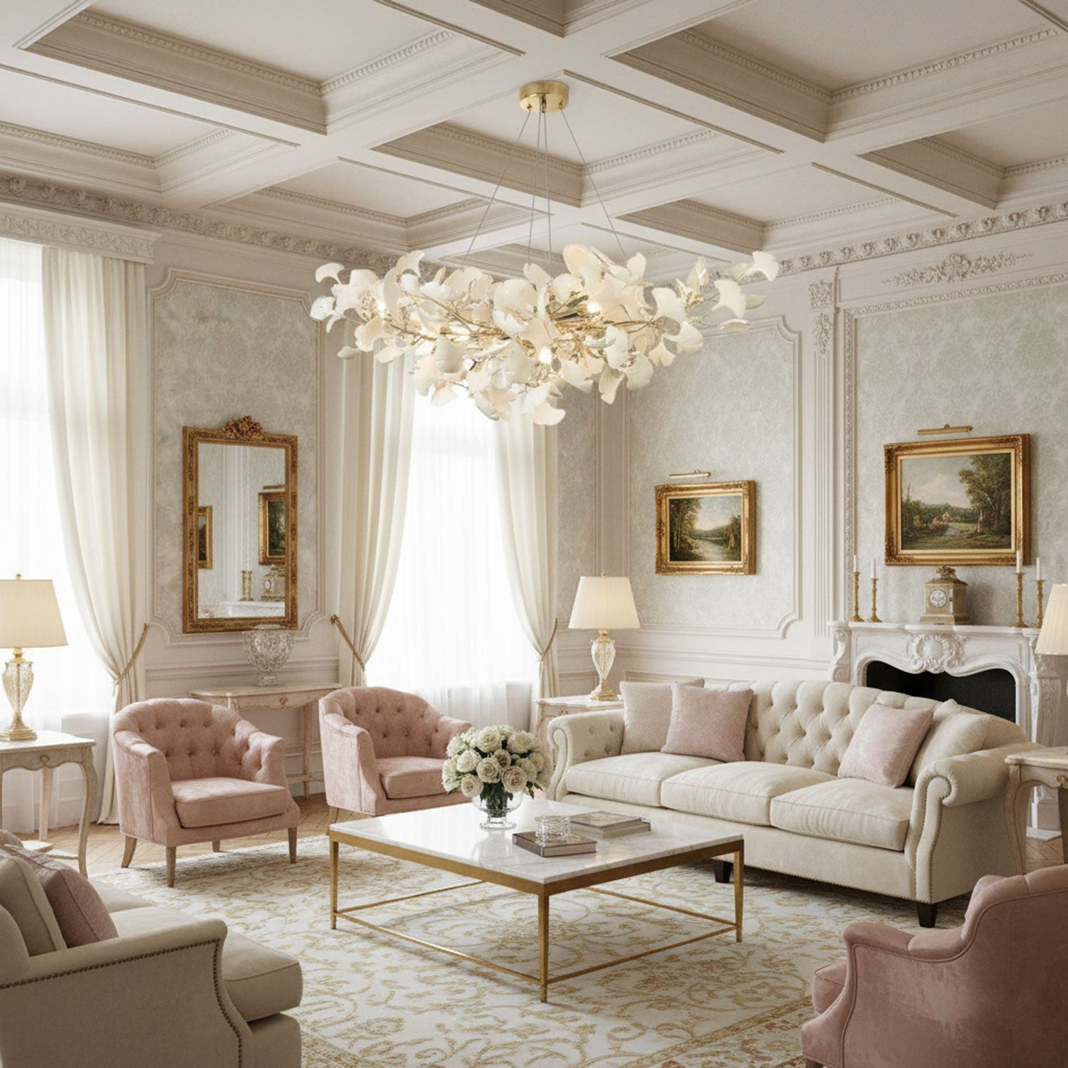 Lampadario Ginkgo B in Ceramica con Petali Decorativi | Lampadari Moderni per Atmosfere Eleganti 2