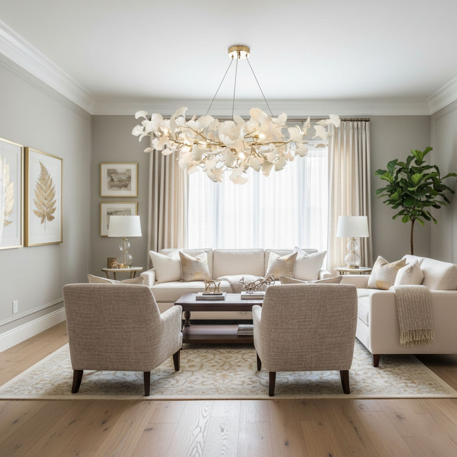 Lampadario Ginkgo B in Ceramica con Petali Decorativi | Lampadari Moderni per Atmosfere Eleganti 3