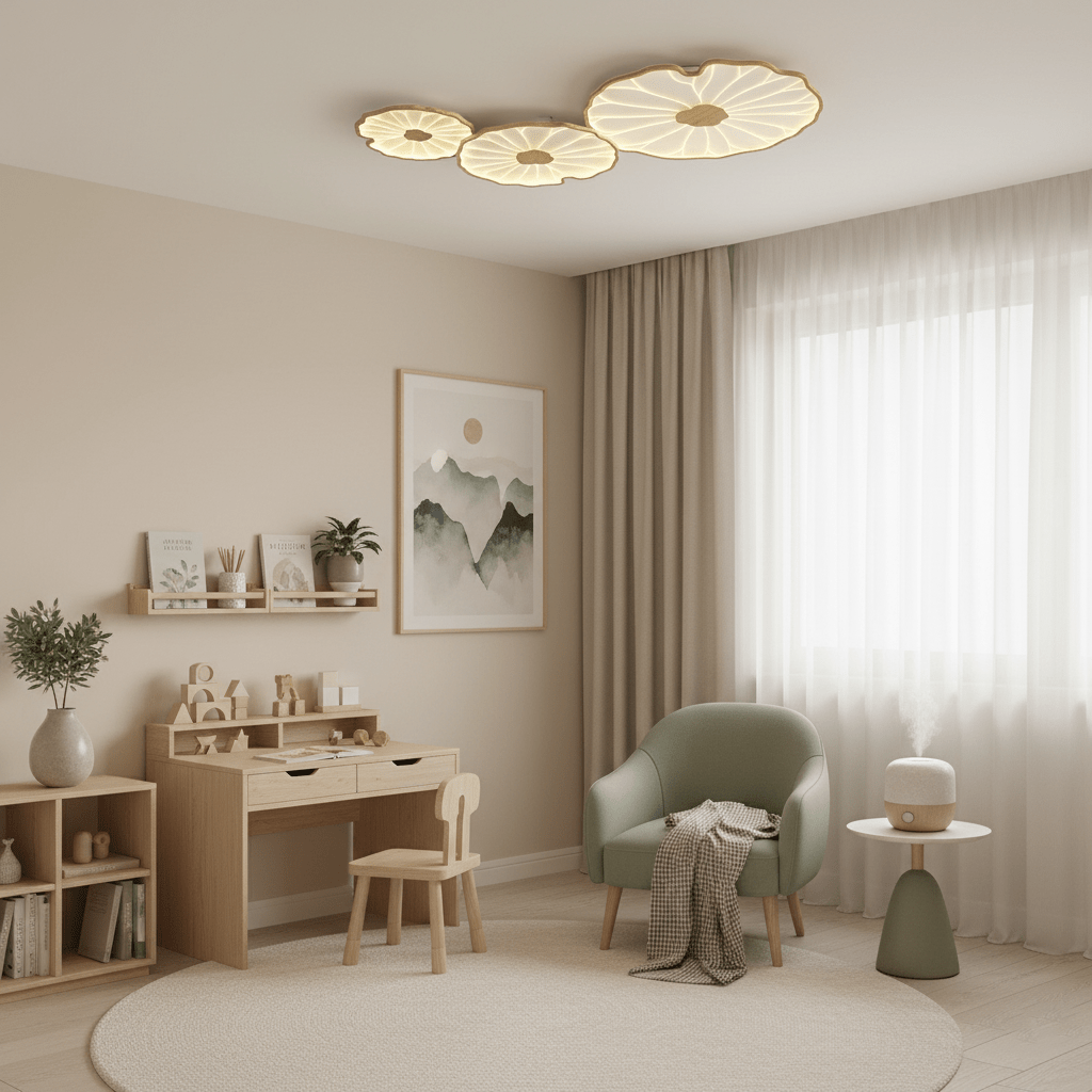 Plafoniera LED Soffitto a Forma di Foglia di Loto in Acrilico - Illuminazione Elegante e Naturale 3