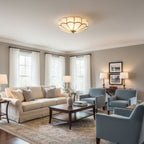 Plafoniera Soffitto in Vetro a Fiore con Finitura in Ottone | Plafoniera LED Moderna per Camera da Letto 7