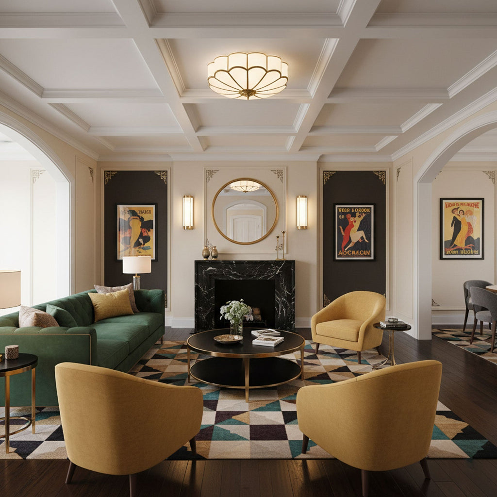 Plafoniera Soffitto in Vetro a Fiore con Finitura in Ottone | Plafoniera LED Moderna per Camera da Letto 8