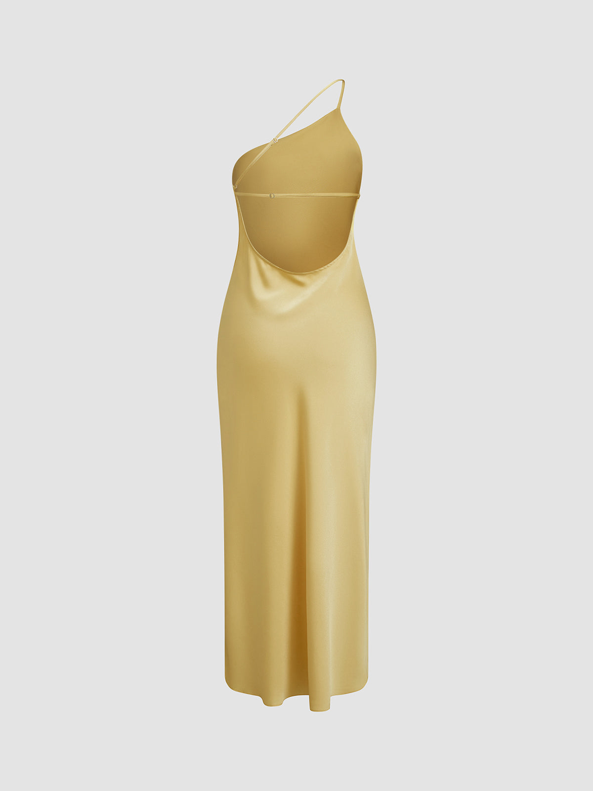 Abito midi da donna monospalla con schiena scoperta e spacco laterale, elegante per cerimonia e matrimonio - view 9