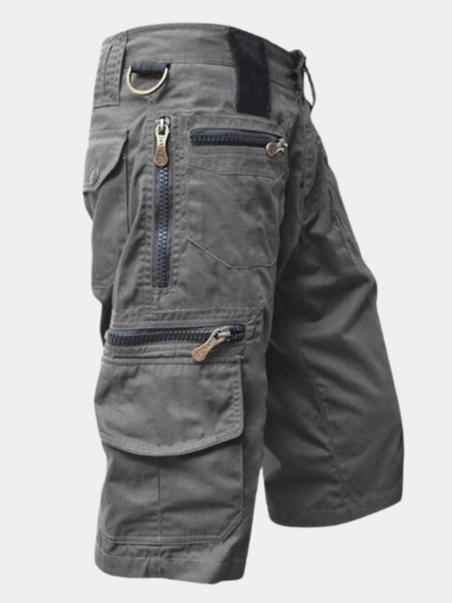 Bermuda cargo da uomo con vita regolabile e tasche, in cotone - pantaloncini con zip, estivi - view 5