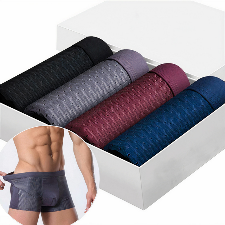 Boxer da uomo in bambù, set da 10 traspiranti con elastico in vita - 4x Nero + 2x Blu + 2x Rosso + 2x Grigio