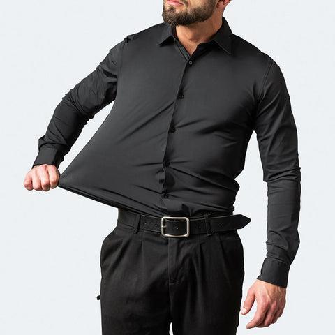 Camicia da uomo elasticizzata no stiro a manica lunga, elegante da lavoro e per tutti i giorni - foto 6