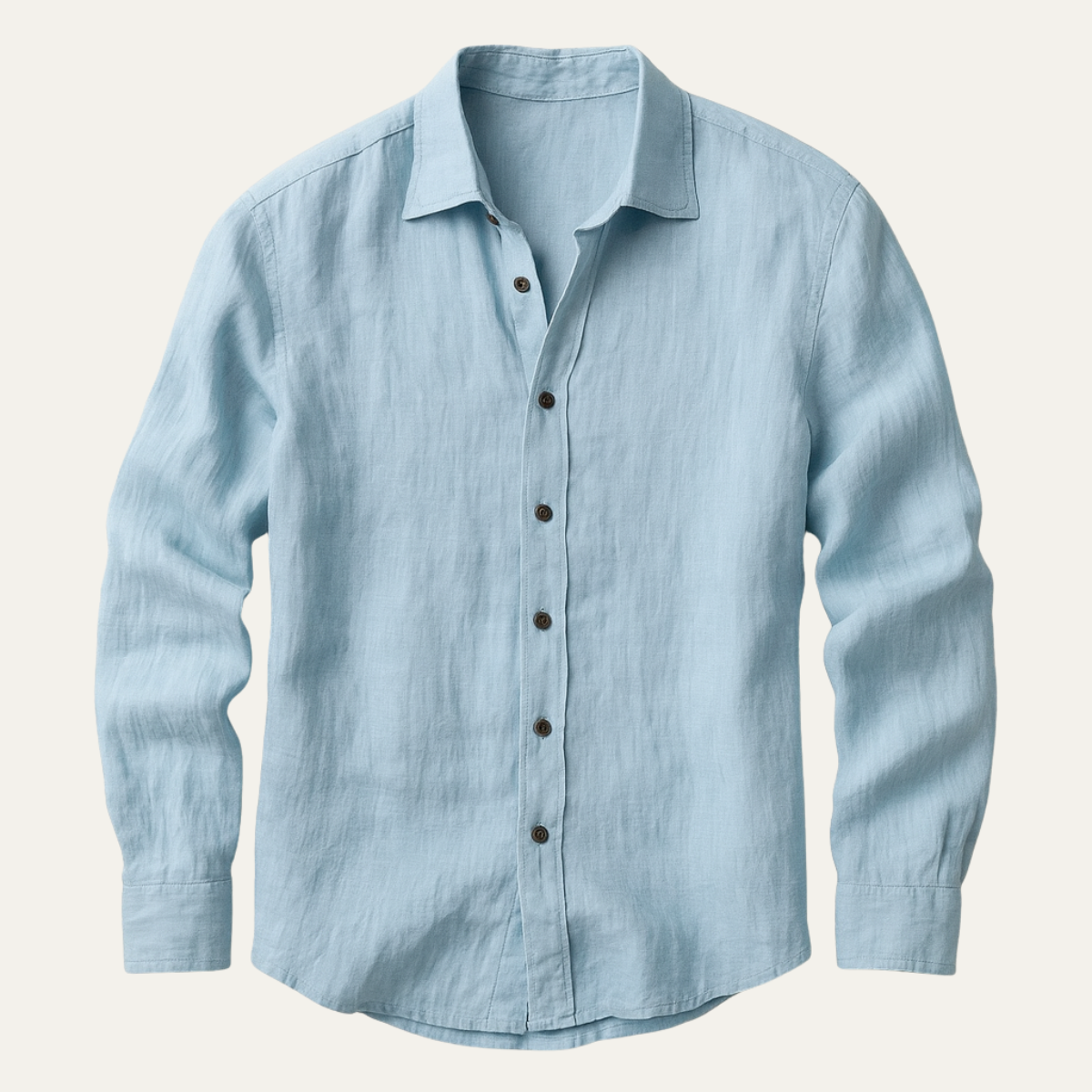 Camicia di lino da uomo a manica lunga, taglio ampio e collo classico, estiva casual - Azzurro