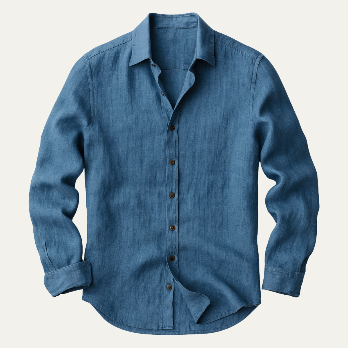 Camicia di lino da uomo a manica lunga, taglio ampio e collo classico, estiva casual - Blu