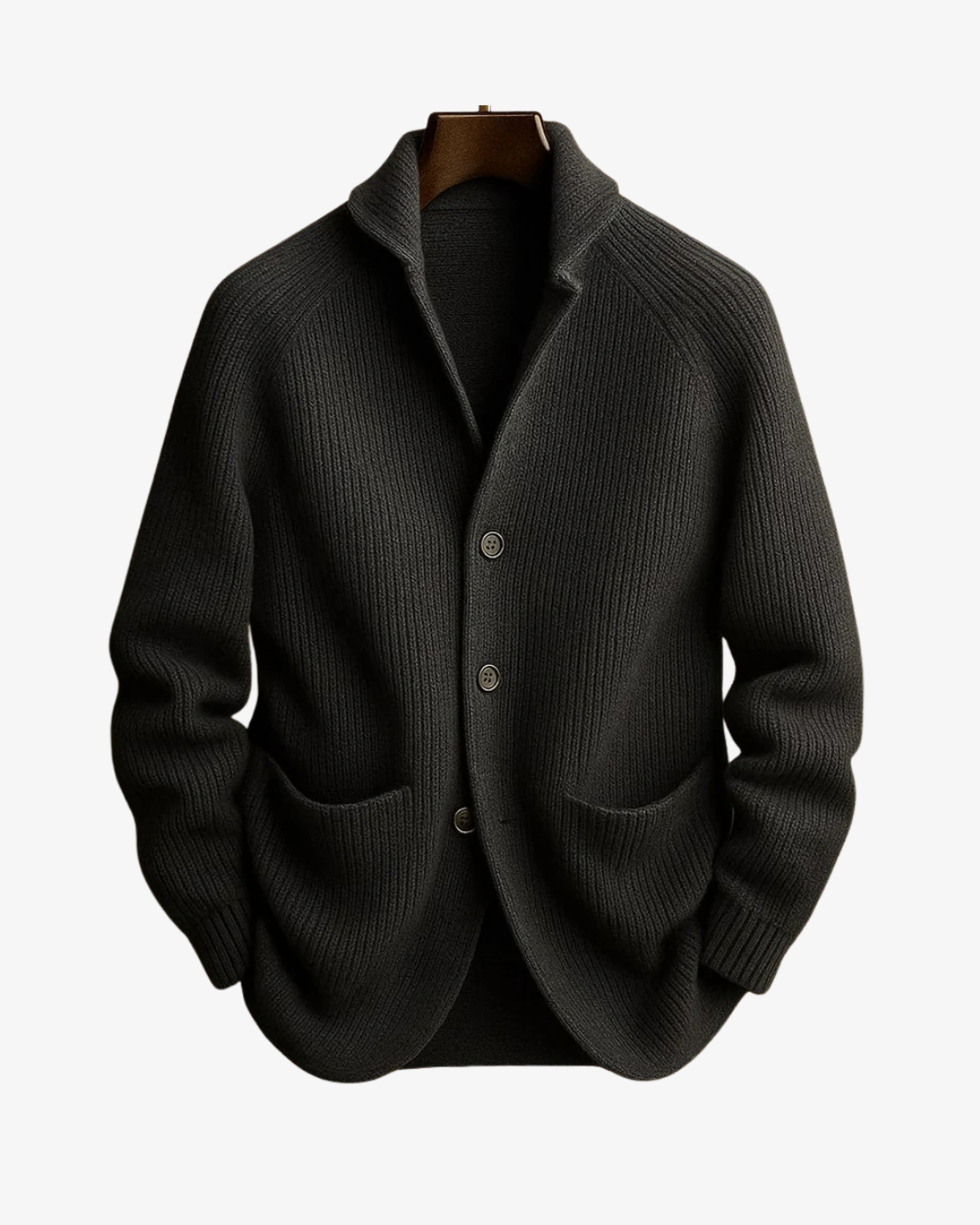 Cardigan uomo in maglia a coste con collo a scialle e bottoni, casual ed elegante - Grigio