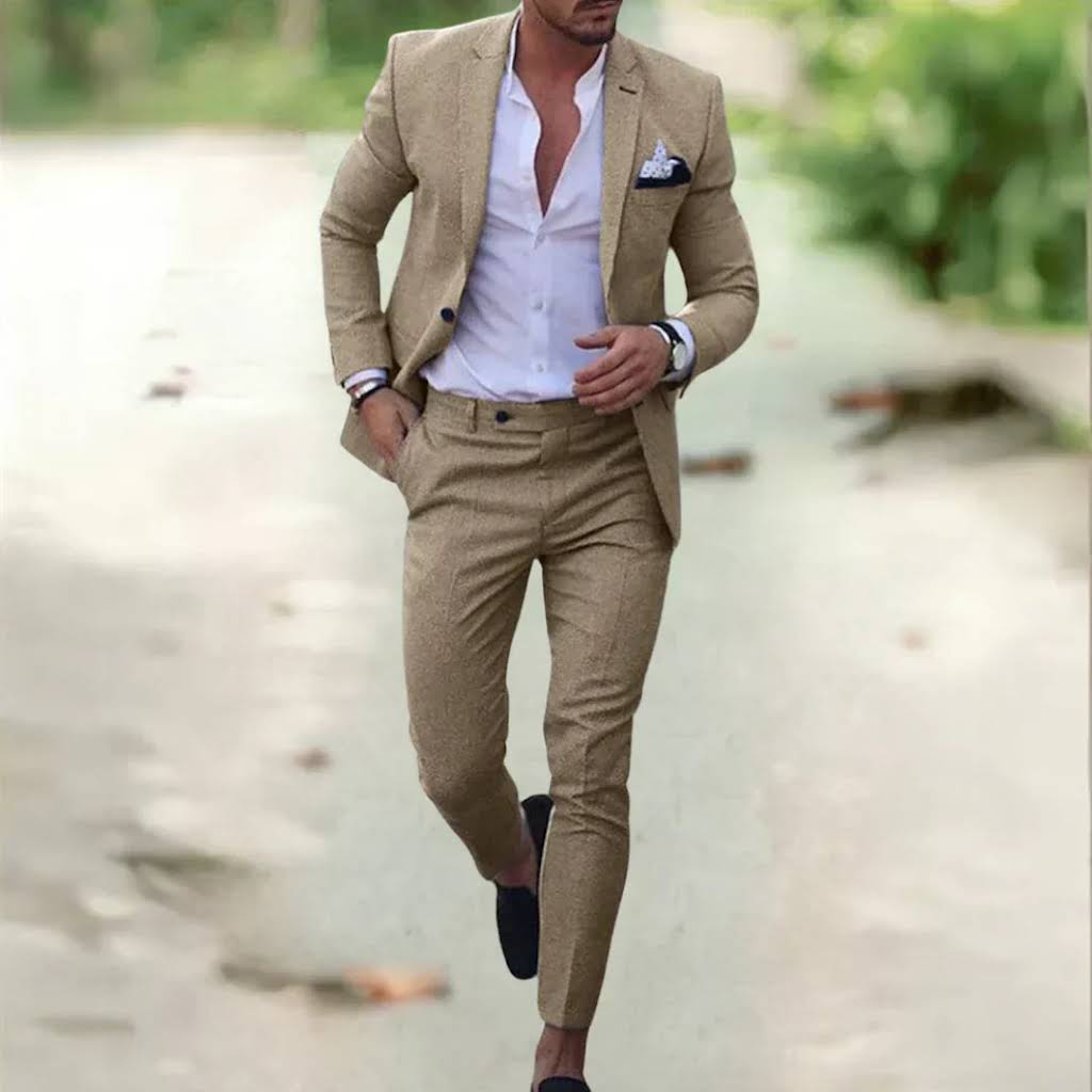 Completo uomo in lino slim fit 2 pezzi, elegante per matrimonio, cerimonia e ufficio - view 21