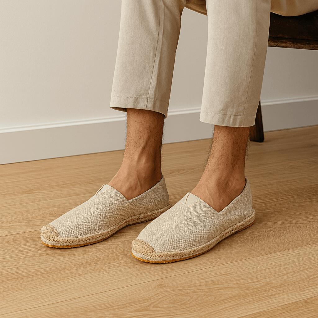Espadrillas da uomo in tela slip-on, leggere e casual per l'estate e il tempo libero - Beige