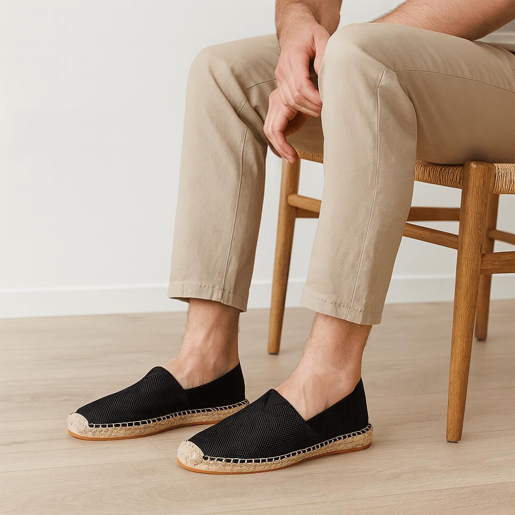 Espadrillas da uomo in tela slip-on, leggere e casual per l'estate e il tempo libero - Nero