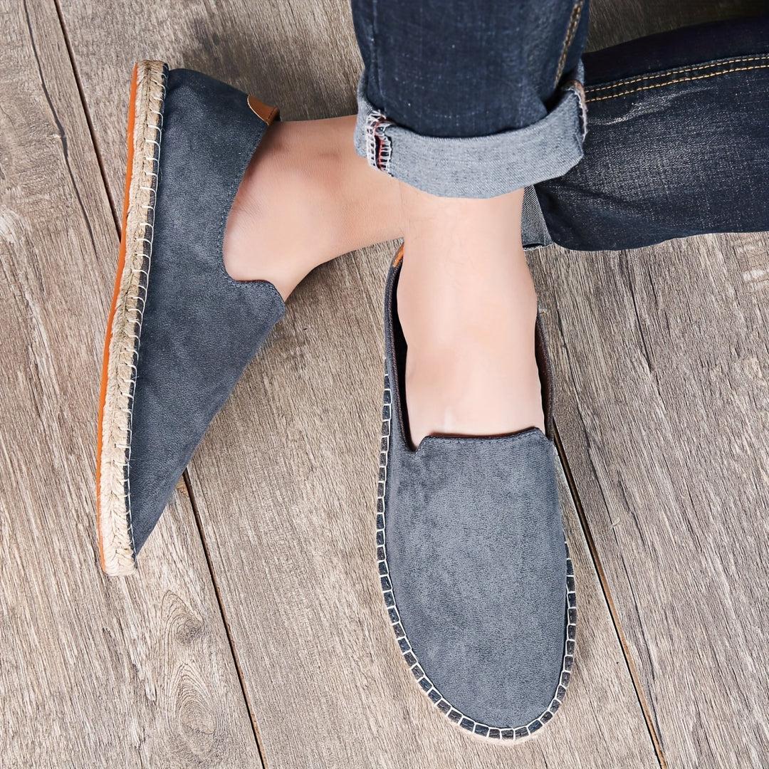 Espadrillas da uomo in tela, slip-on traspiranti fatte a mano, mocassini casual estivi - view 5