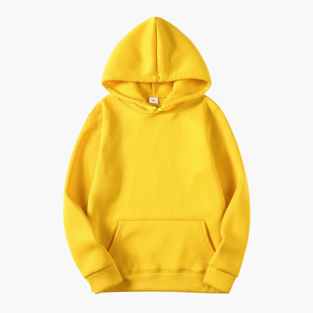 Felpa con cappuccio da uomo con coulisse regolabile e tasca a marsupio, vestibilità regolare - Giallo