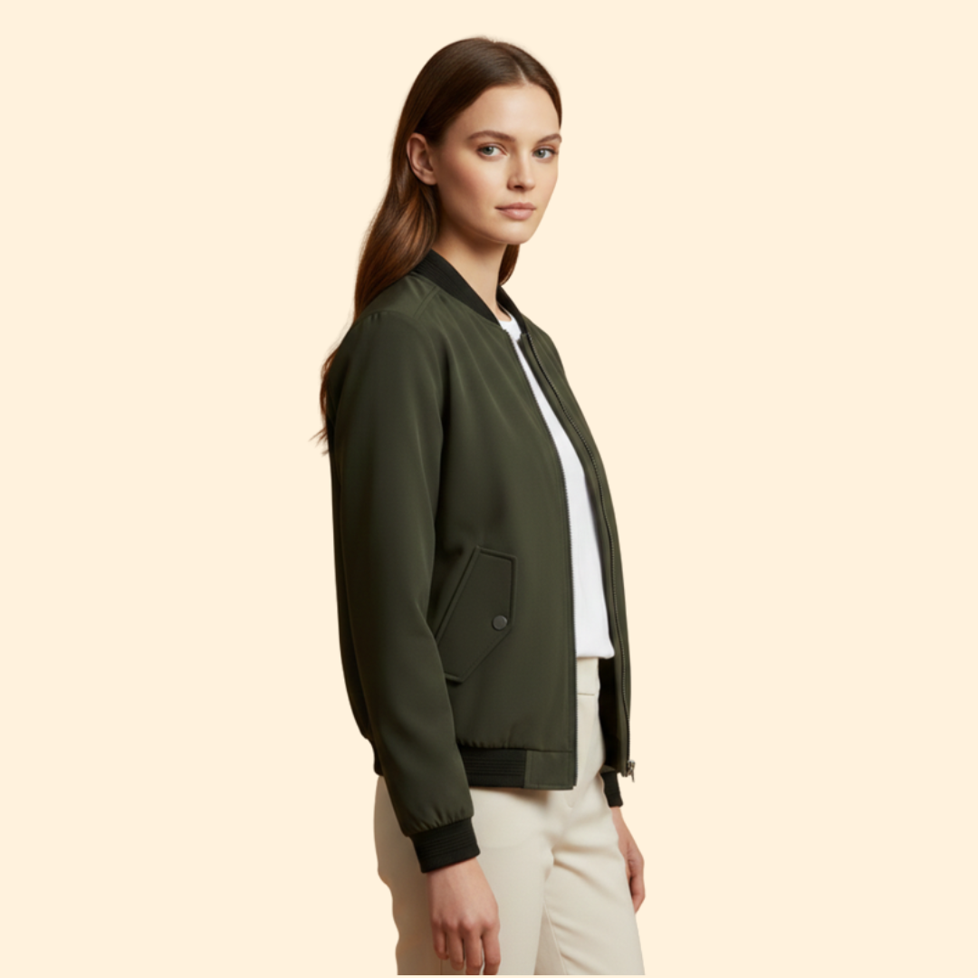 Giacca bomber da donna con zip intera, colletto a coreana e polsini a costine - view 7