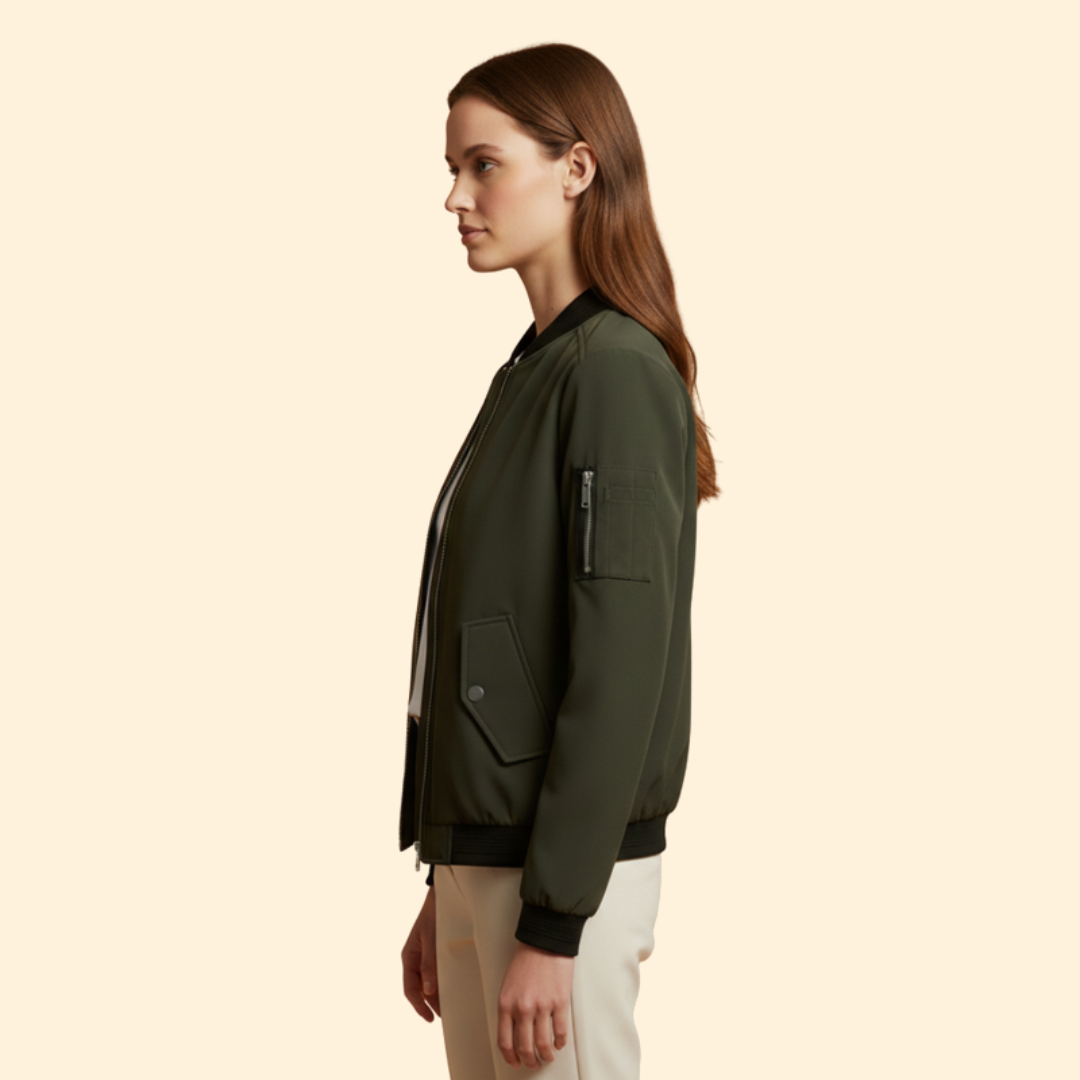 Giacca bomber da donna con zip intera, colletto a coreana e polsini a costine - view 9