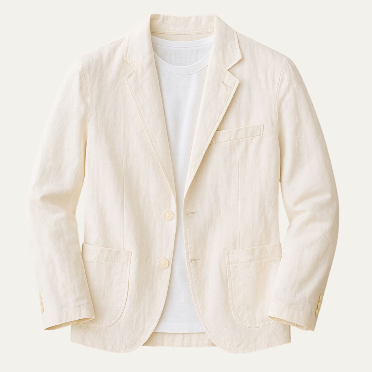 Giacca di lino da uomo estiva e leggera con revers e tasche, elegante per matrimonio - Bianco