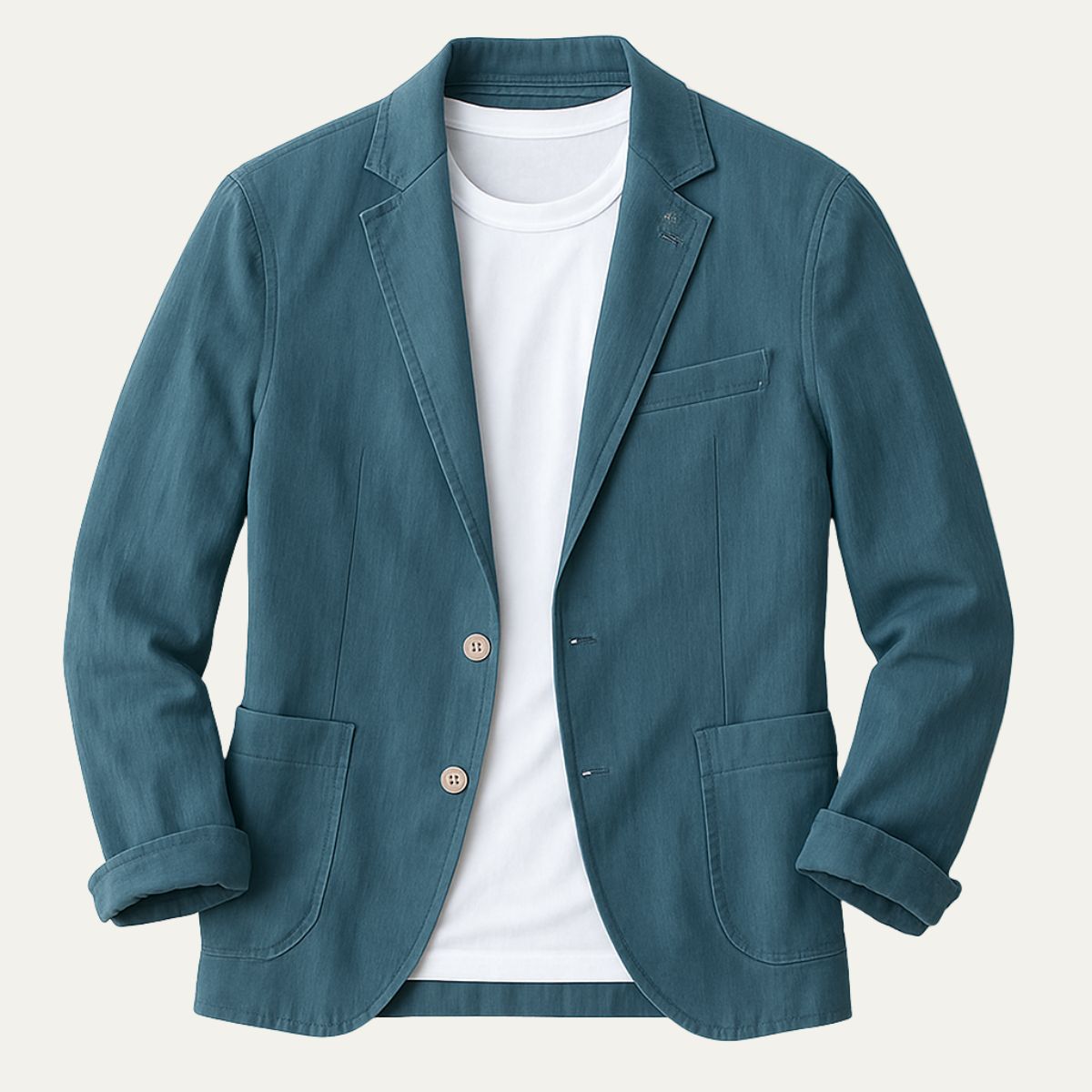 Giacca di lino da uomo estiva e leggera con revers e tasche, elegante per matrimonio - Blu