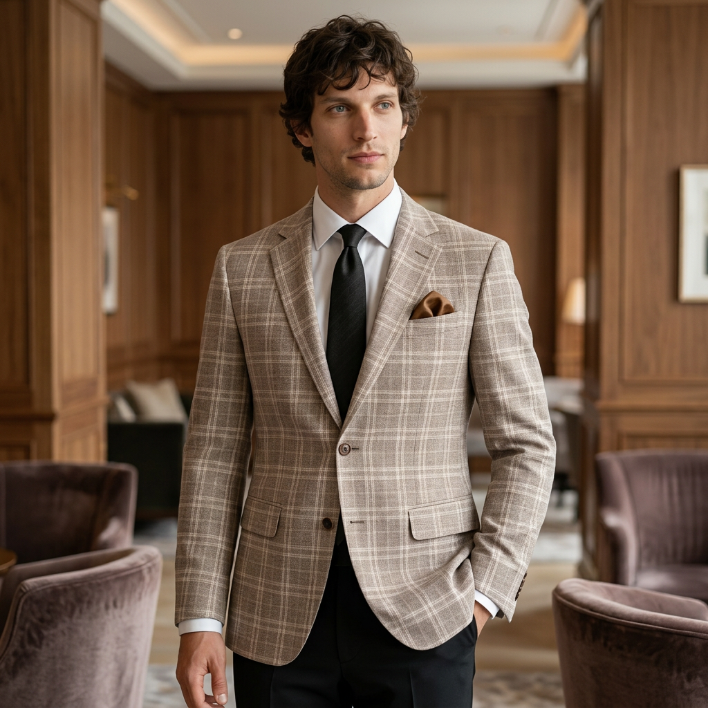 Giacca elegante da uomo con revers a lancia e vestibilità slim, per cerimonia, ufficio e smart casual - view 8