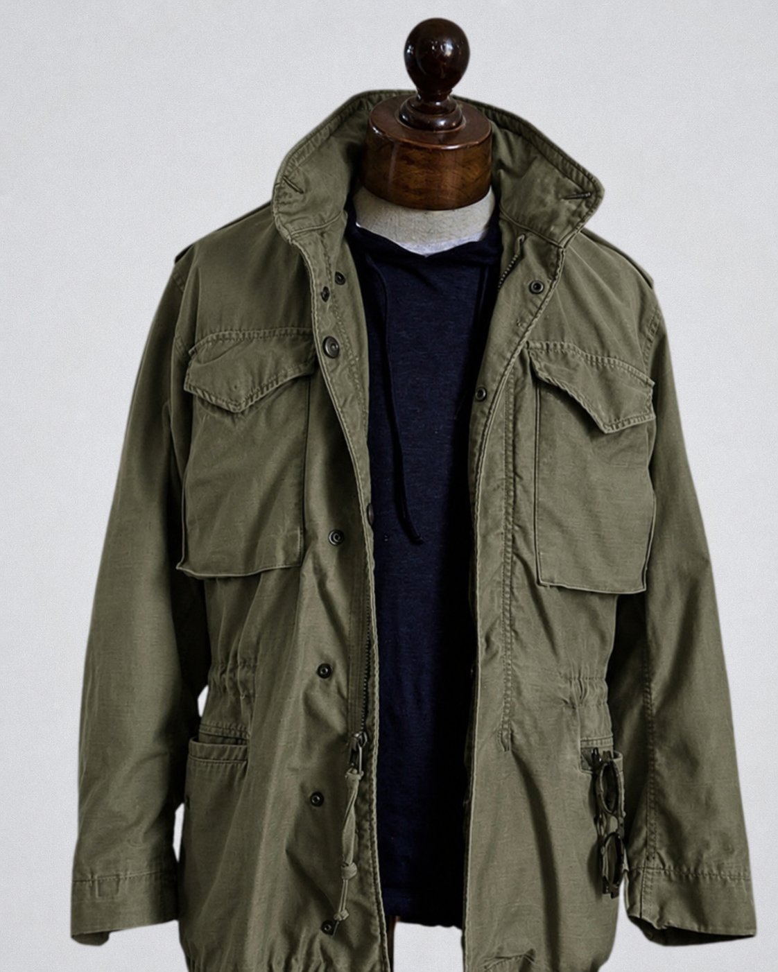 Giacca militare da uomo M65 multitasche e leggera con collo alla coreana, casual da mezza stagione - Verde militare