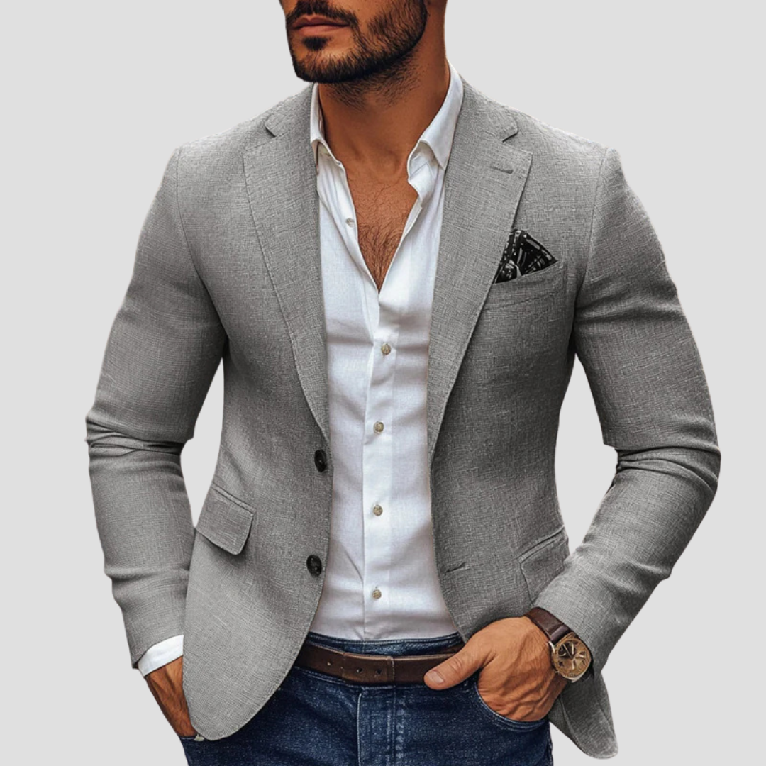 Giacca sportiva da uomo dal taglio moderno, elegante e casual per mezza stagione e cerimonie - Grigio