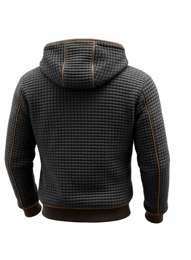 Giacca trapuntata da uomo con zip e cappuccio, casual e invernale con collo alto - view 2